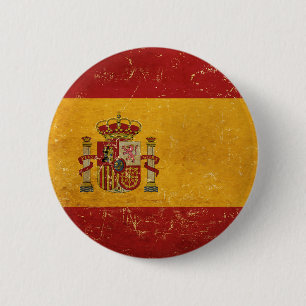Spanish Flag Vintage Grunge Button