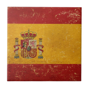 Spanish Flag Vintage Grunge Design Ceramic Tile