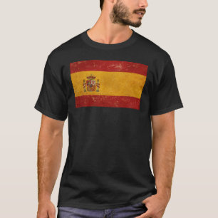 Spanish Flag Vintage Grunge Men's Black T-Shirt