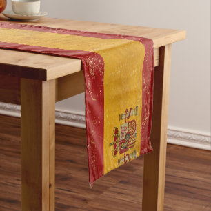 Spanish Flag Vintage Grunge Short Table Runner