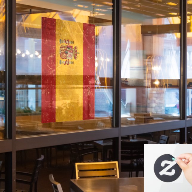 Spanish Flag Vintage Grunge Window Cling (Restaurant Window)