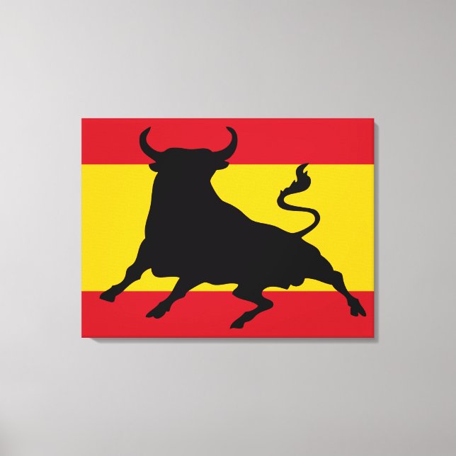 Spanish flag with bull canvas print (Front)