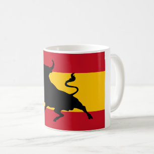 Spanish flag with bull coffee mug