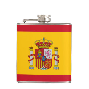 Spanish flag with red heart - España/sports fans Hip Flask