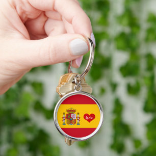 Spanish flag with red heart - fashion/sports fans keychain