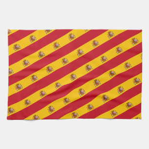 Spanish flag with red heart - Kitchen/sports fans Kitchen Towel