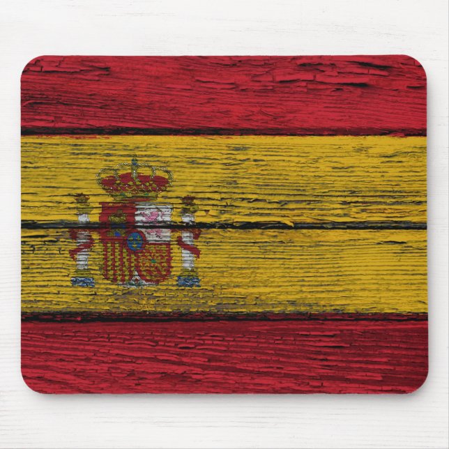 Spanish Flag with Rough Wood Grain Effect Mouse Pad (Front)