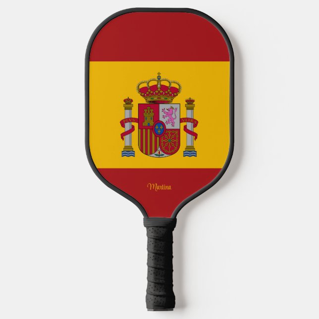 Spanish Flag with Your Name  Pickleball Paddle (Front)