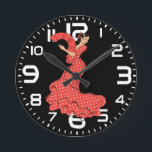 Spanish Flamenco Dancer with Fan Round Clock<br><div class="desc">Stylish Spanish Flamenco Dancer with Fan.</div>