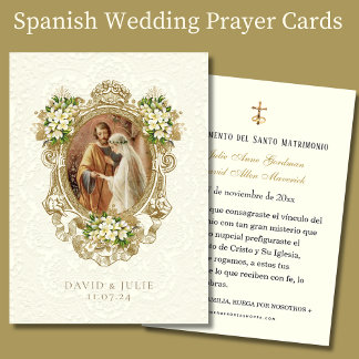 Spanish Floral Gold Wedding Holy Card