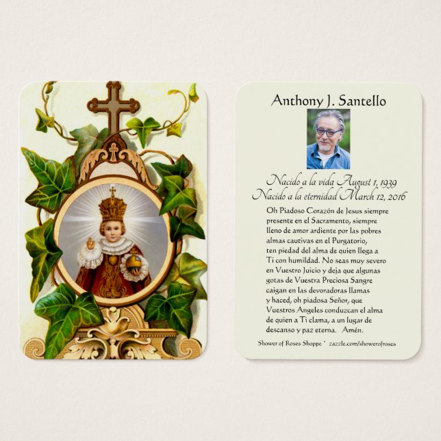 Spanish Funeral Catholic Jesus Memorial Prayer (Front & Back)