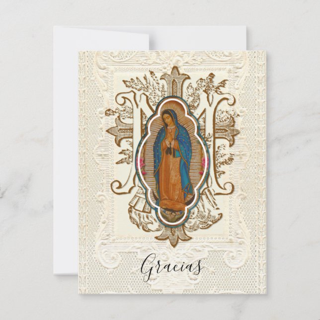 Spanish Funeral Guadalupe Religious Thank You Card (Front)
