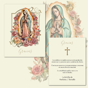 Spanish Funeral Guadalupe Religious Thank You Card