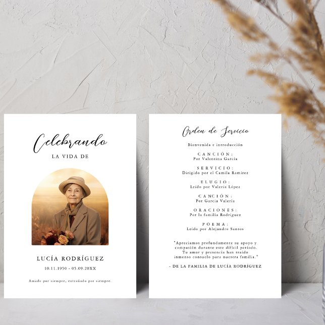 Spanish Funeral Order of Service Photo Program (Creator Uploaded)