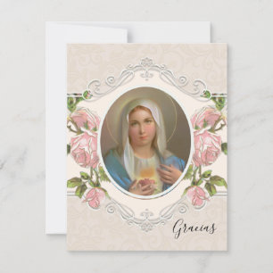 Spanish Funeral Virgin Mary Religious Thank You Card