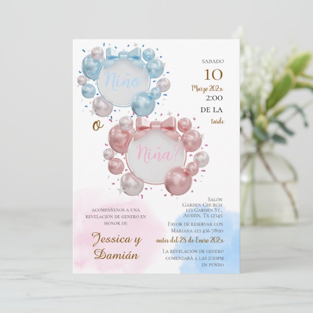 Spanish Gender Reveal Invitation (Standing Front)