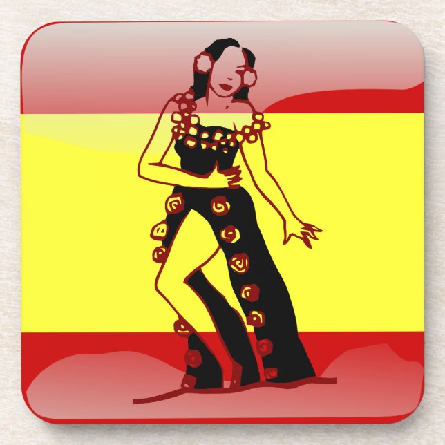 Spanish glossy flag coaster (Front)