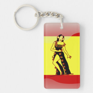 Spanish glossy flag keychain