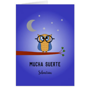 Spanish good luck personalized owl