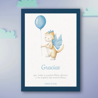 Spanish Gracias Dragon Baby Shower Thank You Card