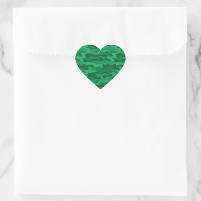 Spanish Green Monocolor Camo Heart Sticker (Bag)