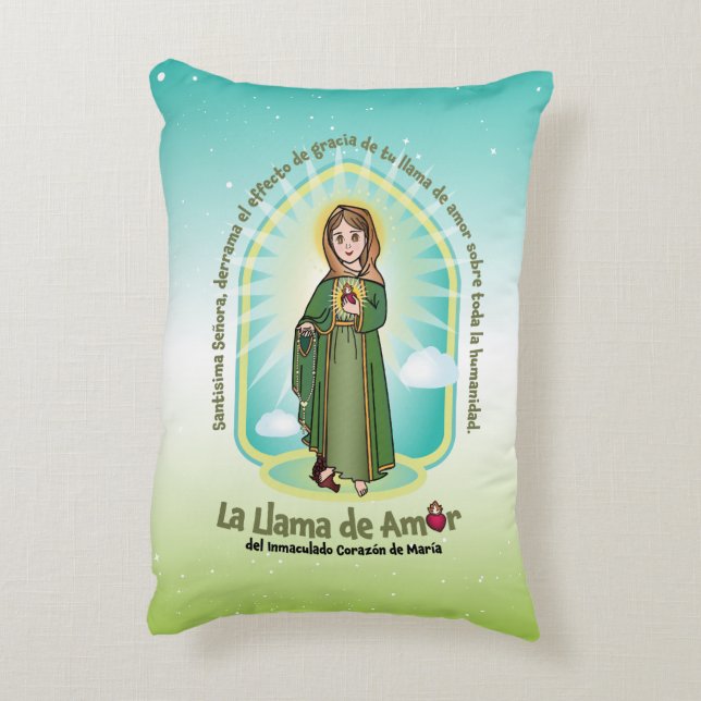 Spanish GRN Bg Kids FOL Mary Icon + Unity Prayer  Accent Pillow (Back(Vertical))