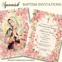 Spanish Guadalupe Baptism Pink Floral 