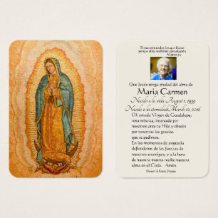 Spanish Guadalupe Mary Funeral Prayer  Holy Card
