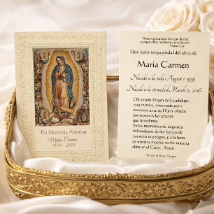 Spanish Guadalupe Mary Funeral Prayer  Holy Card