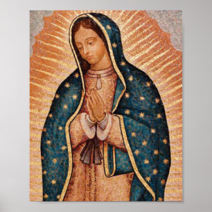 Spanish Guadalupe Mary Funeral Prayer Holy Poster