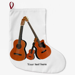 Spanish Guitar Acoustic Bass and Ukulele Large Christmas Stocking