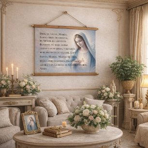 Spanish Hail Mary Hanging Tapestry