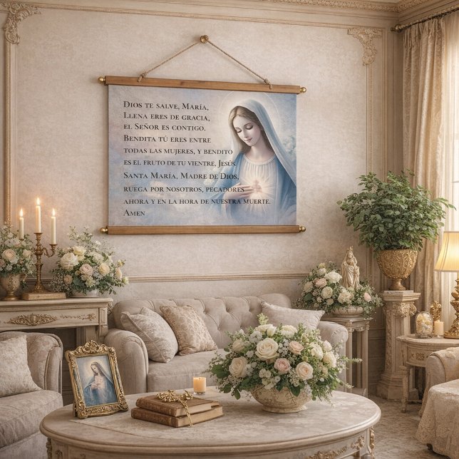 Spanish Hail Mary Hanging Tapestry (Creator Uploaded)
