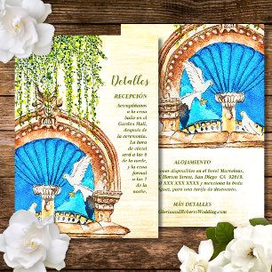 Spanish, Hand-Painted Watercolor Wedding Details Enclosure Card