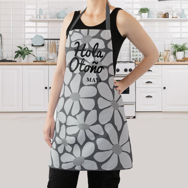 Spanish Hello Autumn Fall Vibes Personalize Apron (Creator Uploaded)