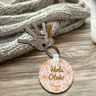 Spanish Hello Autumn Fall Vibes Personalize Keychain