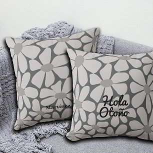 Spanish Hello Autumn Fall Vibes Personalize Throw Pillow