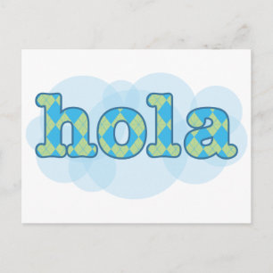 Spanish - Hola with argyle pattern Postcard