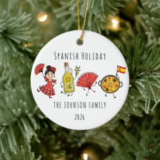 Spanish Holiday Personalized Family Trip Ceramic Ornament