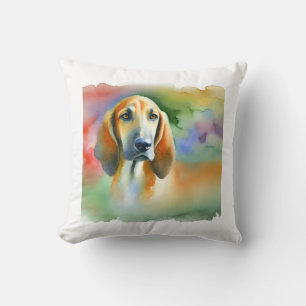 Spanish Hound 060924AREF143 - Watercolor Throw Pillow