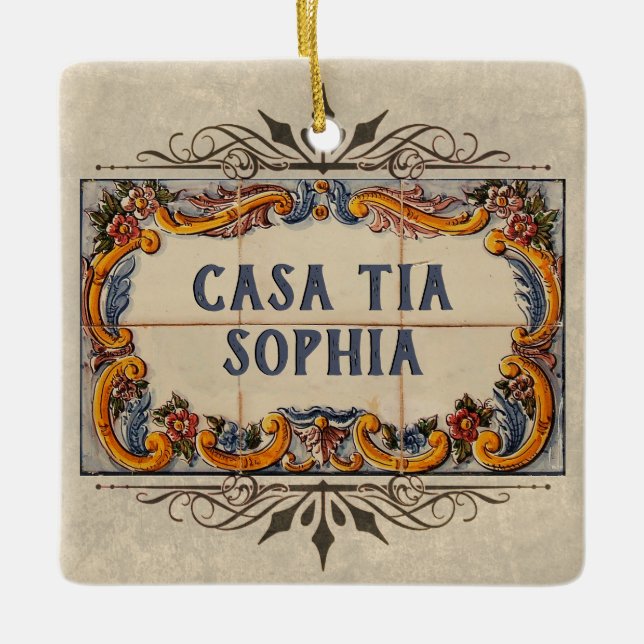 Spanish House Sign Ceramic Ornament (Front)
