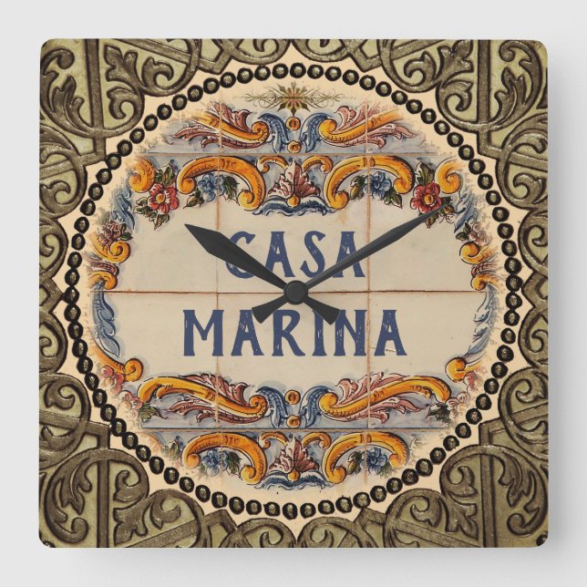 Spanish House Sign (text customizable) Clock (Front)