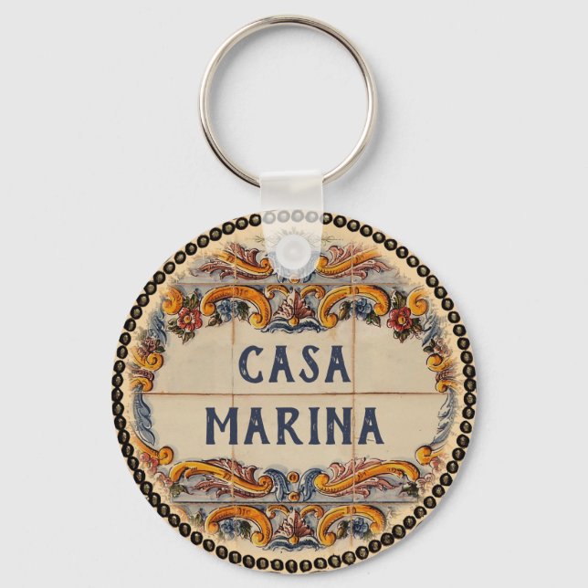 Spanish House Sign (text customizable) Keychain (Front)