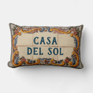 Spanish House Sign (text customizable) Lumbar Pillow
