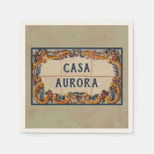 Spanish House Sign (text customizable) Napkin