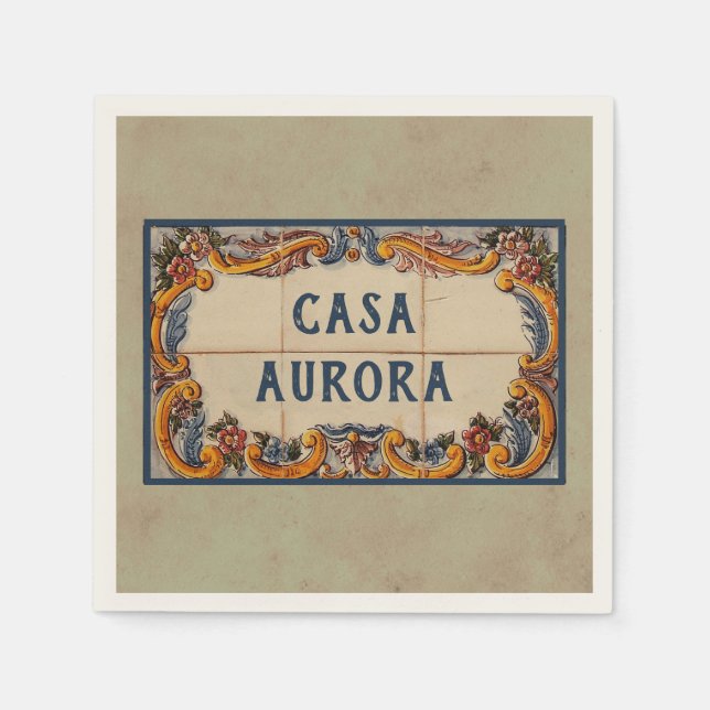 Spanish House Sign (text customizable) Napkin (Front)
