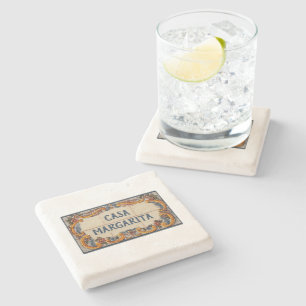 Spanish House Sign (text customizable) Stone Coaster