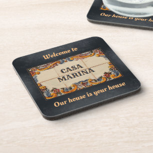 Spanish House Sign Welcome (customizable) Coaster