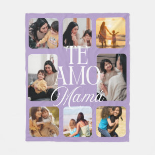 Spanish I Love You Mom Purple Lilac 8 Photo Gift Fleece Blanket