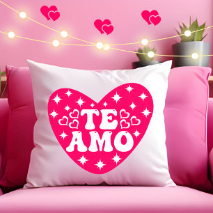 Spanish I Love You Te Amo Pink Valentine's Day Throw Pillow
